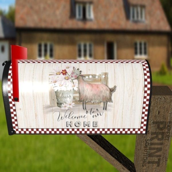 Cute Goat and Daisies Decorative Curbside Farm Mailbox Cover