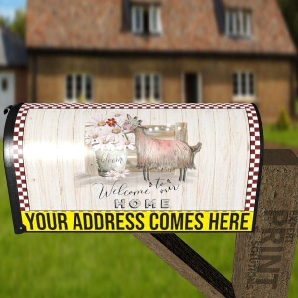 Cute Goat and Daisies Decorative Curbside Farm Mailbox Cover