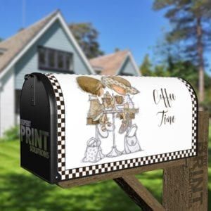 Coffee Time in a Bistro Decorative Curbside Farm Mailbox Cover
