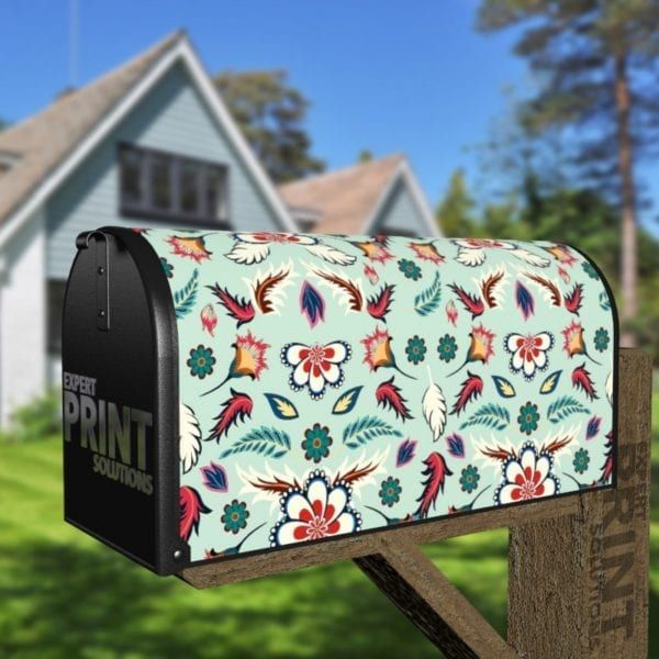 Bohemian Folk Batik Ethnic Flowers #1 Decorative Curbside Farm Mailbox Cover