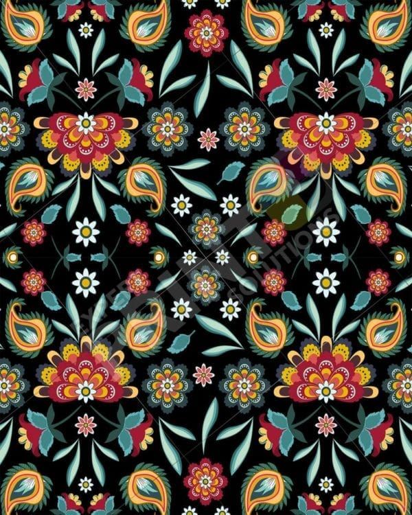 Bohemian Folk Batik Ethnic Flowers #5 Decorative Curbside Farm Mailbox Cover