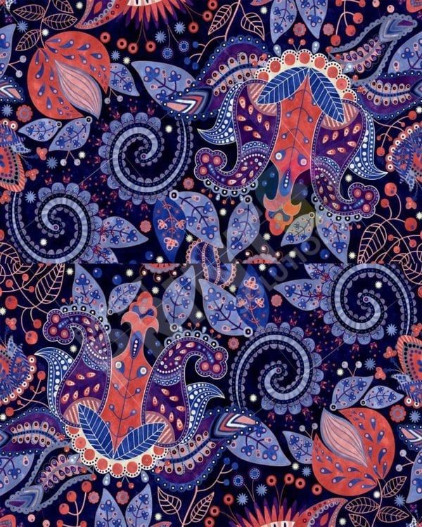 Bohemian Folk Art Ethnic Paisley Design #6 Decorative Curbside Farm Mailbox Cover
