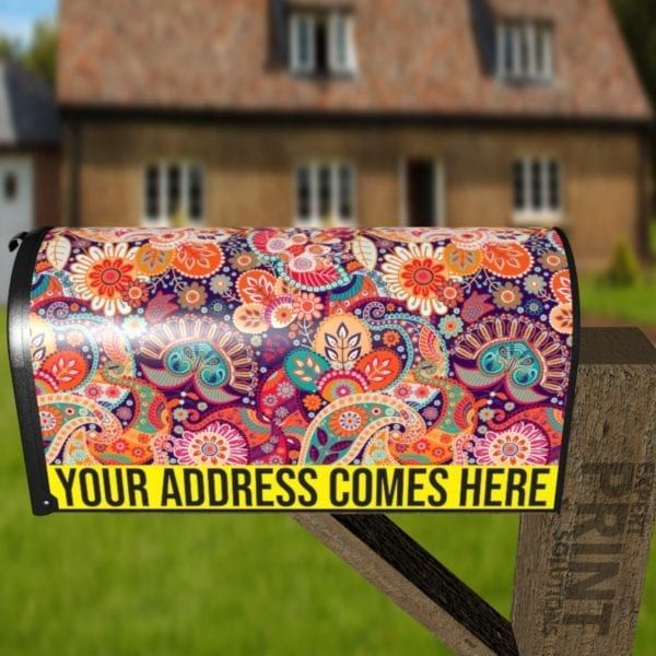 Bohemian Folk Art Ethnic Paisley Design #7 Decorative Curbside Farm Mailbox Cover