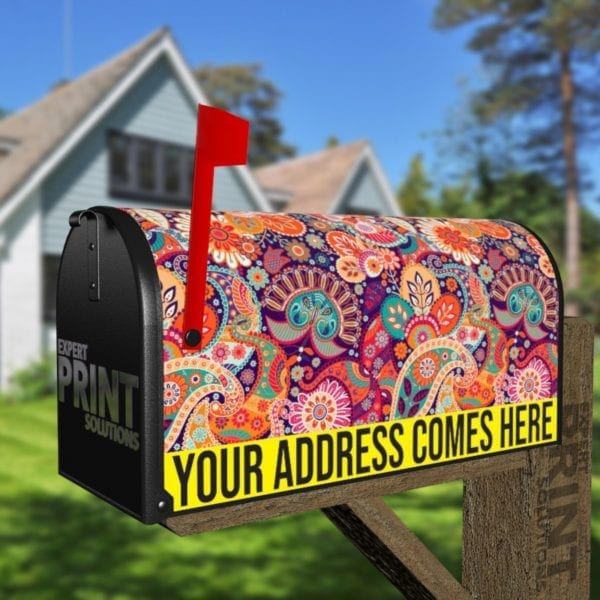 Bohemian Folk Art Ethnic Paisley Design #7 Decorative Curbside Farm Mailbox Cover
