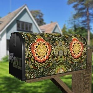 Bohemian Folk Art Ethnic Paisley Design #11 Decorative Curbside Farm Mailbox Cover