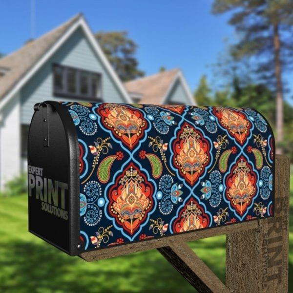 Bohemian Folk Art Ethnic Paisley Design #12 Decorative Curbside Farm Mailbox Cover