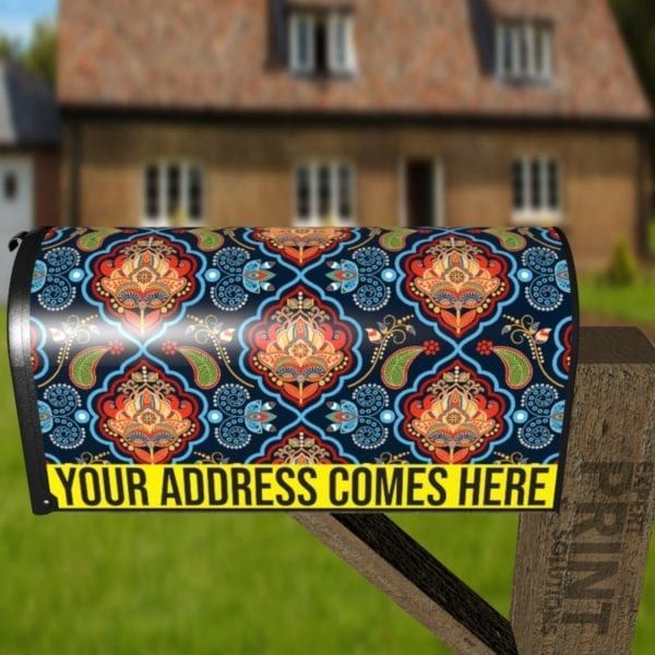 Bohemian Folk Art Ethnic Paisley Design #12 Decorative Curbside Farm Mailbox Cover