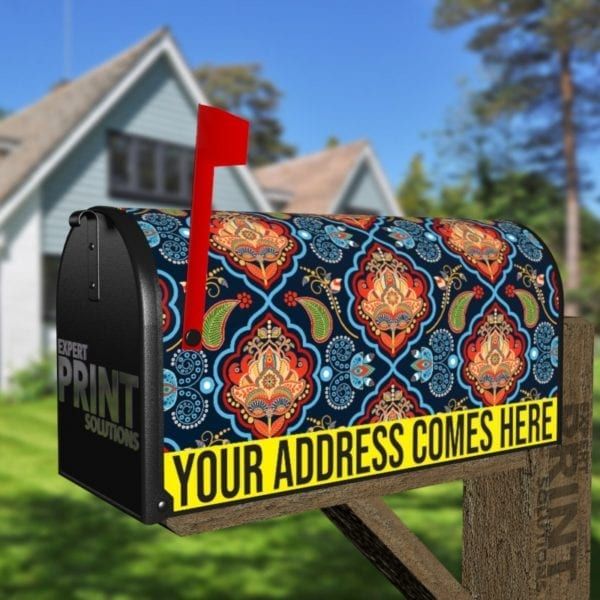 Bohemian Folk Art Ethnic Paisley Design #12 Decorative Curbside Farm Mailbox Cover