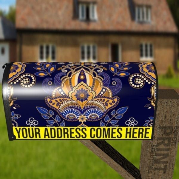 Bohemian Folk Art Ethnic Paisley Design #13 Decorative Curbside Farm Mailbox Cover