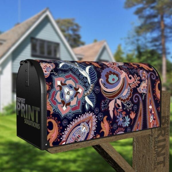 Bohemian Folk Art Ethnic Paisley Design #14 Decorative Curbside Farm Mailbox Cover