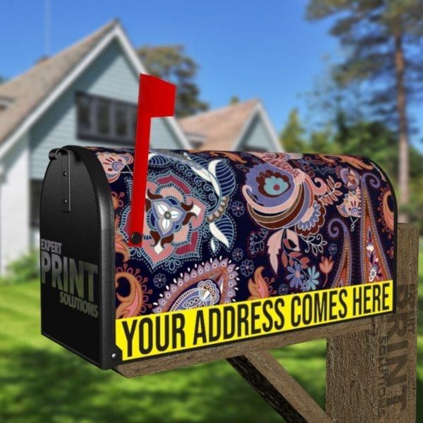 Bohemian Folk Art Ethnic Paisley Design #14 Decorative Curbside Farm Mailbox Cover