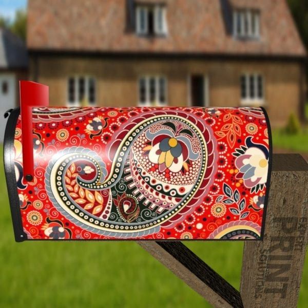 Bohemian Folk Art Ethnic Paisley Design #16 Decorative Curbside Farm Mailbox Cover