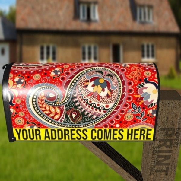 Bohemian Folk Art Ethnic Paisley Design #16 Decorative Curbside Farm Mailbox Cover