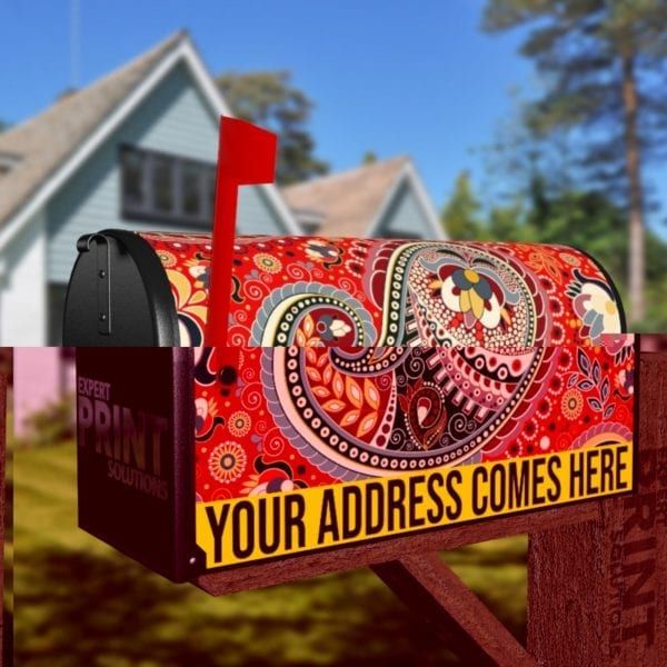 Bohemian Folk Art Ethnic Paisley Design #16 Decorative Curbside Farm Mailbox Cover