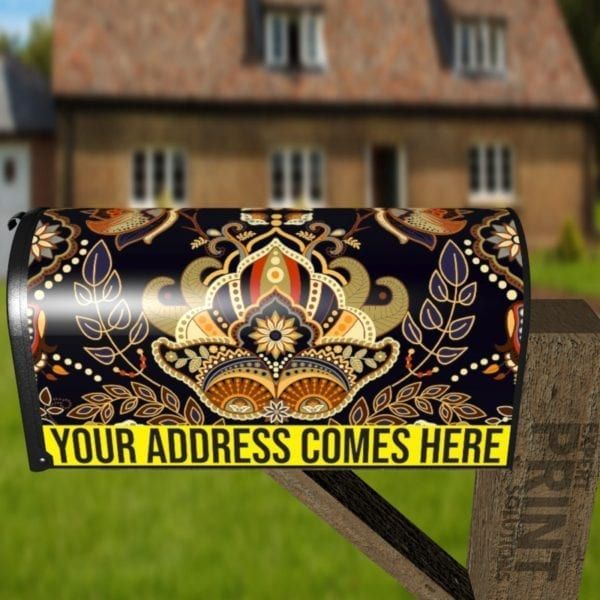 Bohemian Folk Art Ethnic Paisley Design #18 Decorative Curbside Farm Mailbox Cover