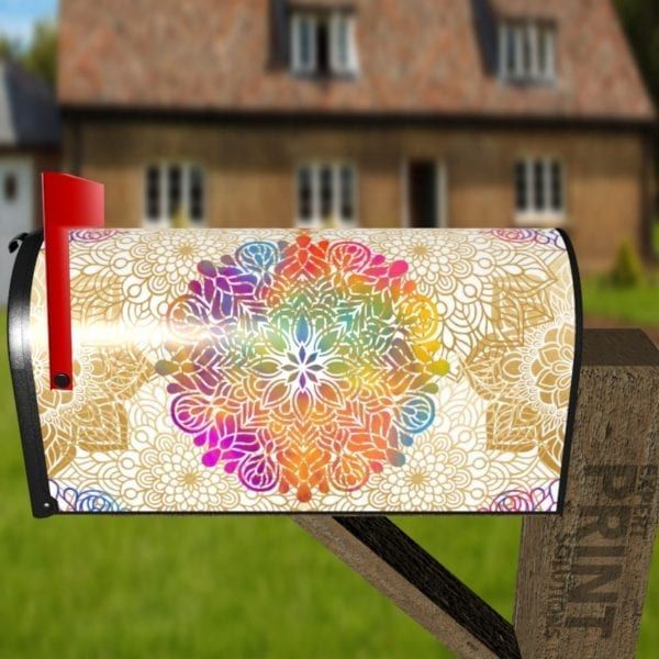Bohemian Folk Art Ethnic Mandala Design #3 Decorative Curbside Farm Mailbox Cover