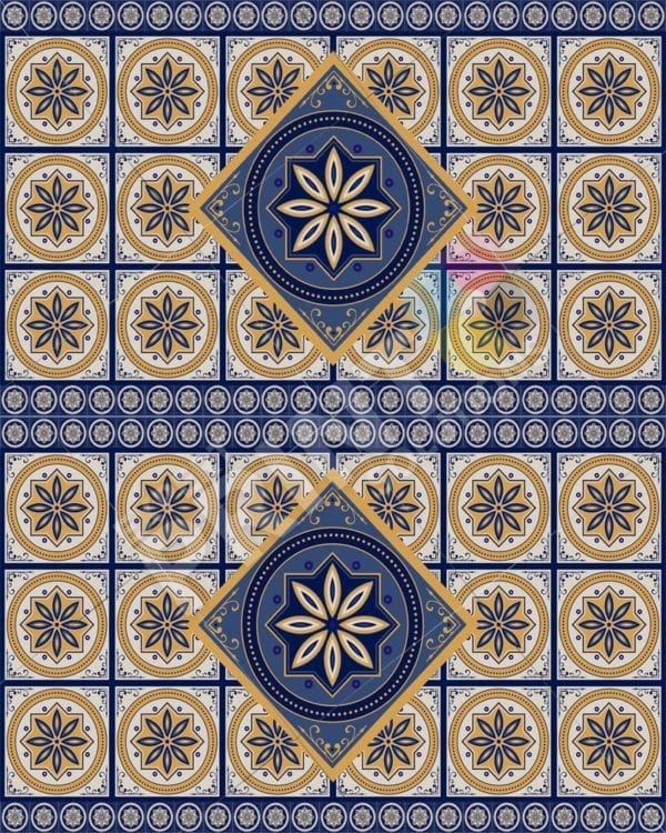 Bohemian Folk Tile Pattern #1 Decorative Curbside Farm Mailbox Cover