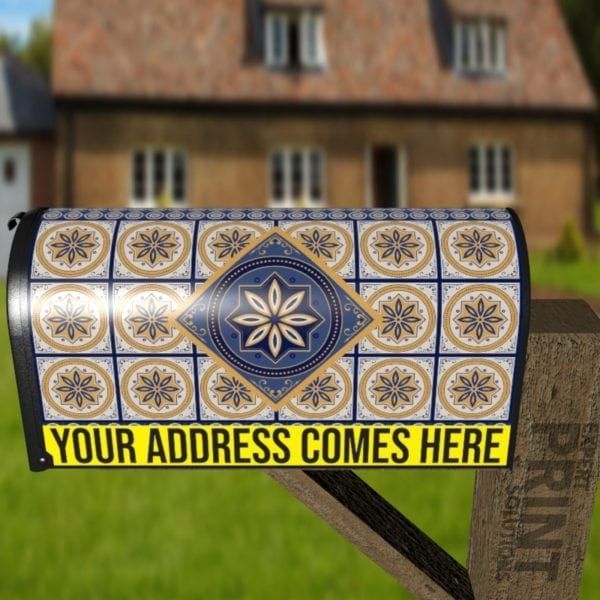 Bohemian Folk Tile Pattern #1 Decorative Curbside Farm Mailbox Cover