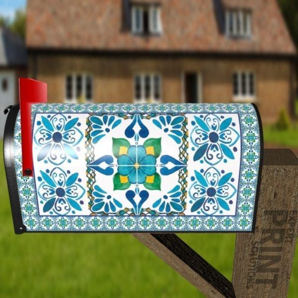 Beautiful Ethnic Bohemian Folk Talavera Pattern #2 Decorative Curbside Farm Mailbox Cover