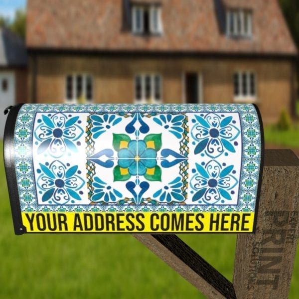 Beautiful Ethnic Bohemian Folk Talavera Pattern #2 Decorative Curbside Farm Mailbox Cover