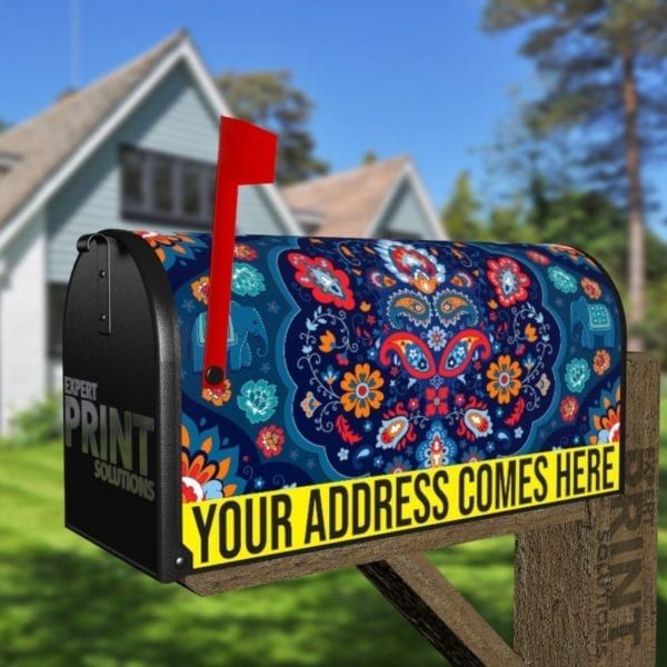 Bohemian Indian Mandala  Henna Style Decorative Curbside Farm Mailbox Cover