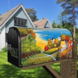 Lovely Village Beside the Lake Decorative Curbside Farm Mailbox Cover