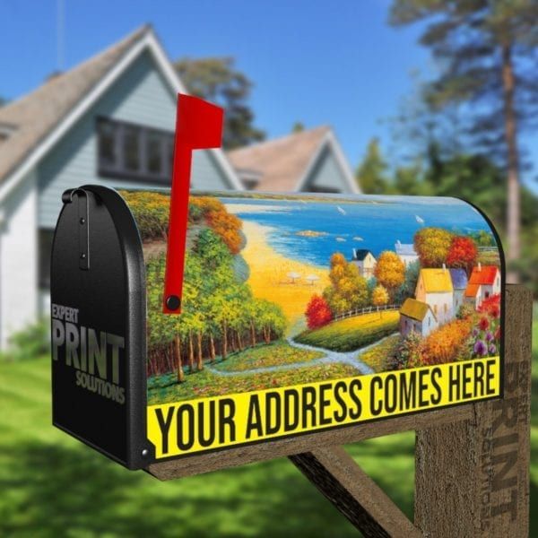 Lovely Village Beside the Lake Decorative Curbside Farm Mailbox Cover