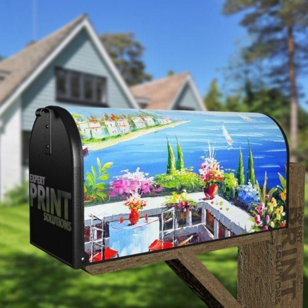 French Riviera Scene Decorative Curbside Farm Mailbox Cover