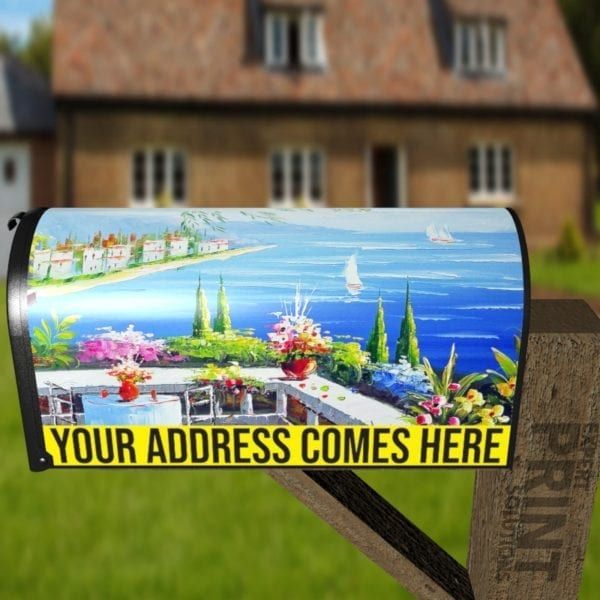 French Riviera Scene Decorative Curbside Farm Mailbox Cover