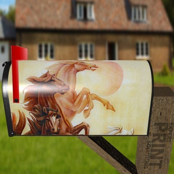 Beautiful Chinese Horses Decorative Curbside Farm Mailbox Cover