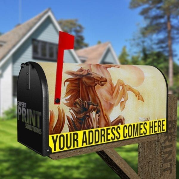 Beautiful Chinese Horses Decorative Curbside Farm Mailbox Cover